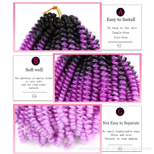 Wholesale New Water Wave Curly Hair Bob Kinky Curly Synthetic Braid 8" Ombre Marley Crochet Braids Synthetic Hair Extension